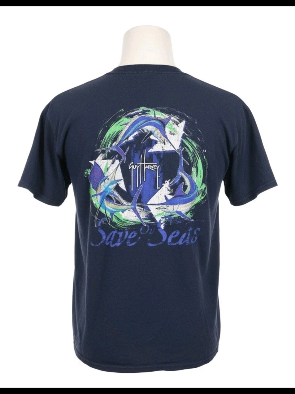 Guy Harvey Navy Graphic Short-Sleeve Tee with Blue & Green Marine Design